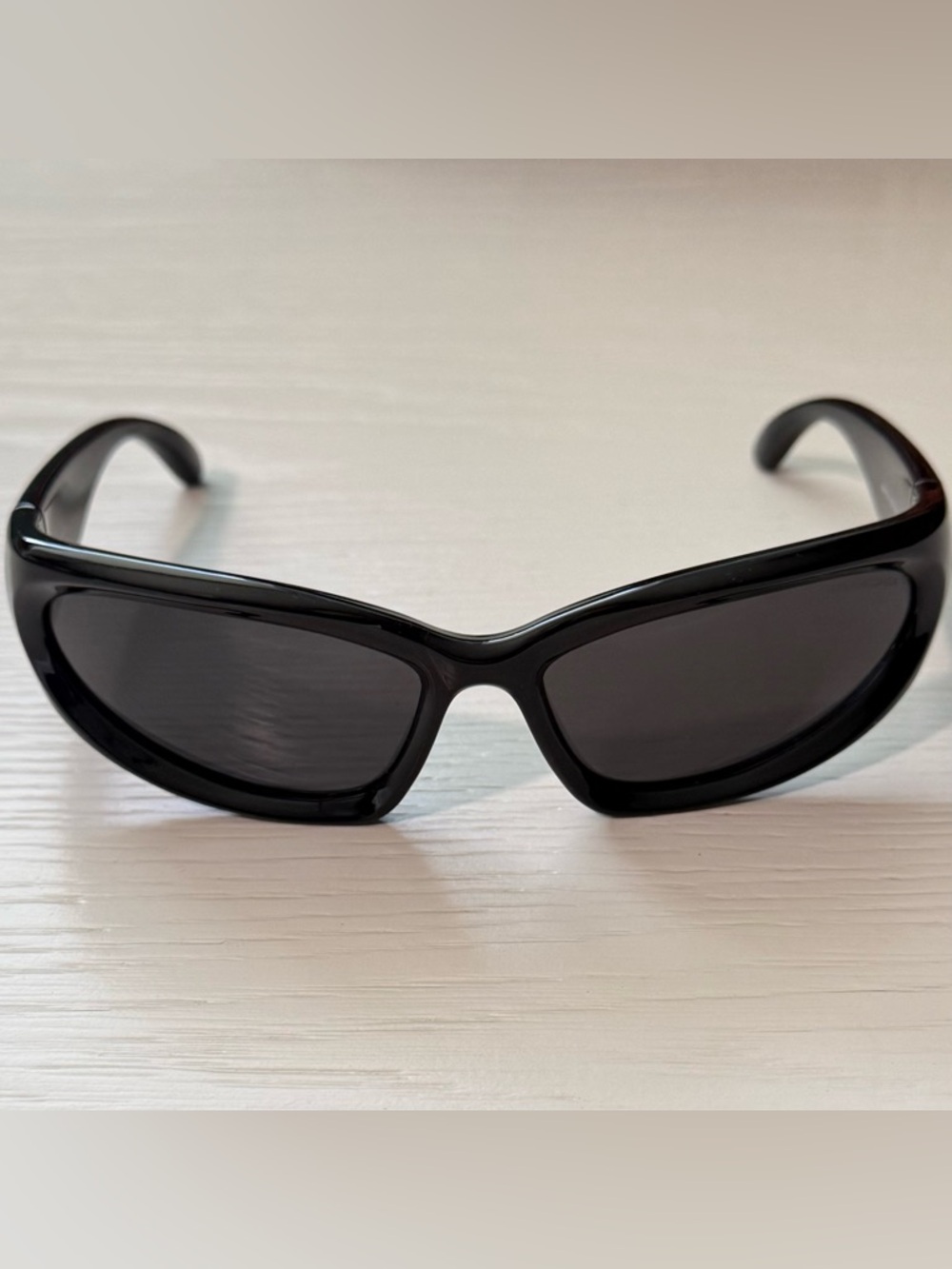 Balenciaga BB0157S Swift 0157 Shiny Black Wrap Unisex Oval Mask Sunglasses 001